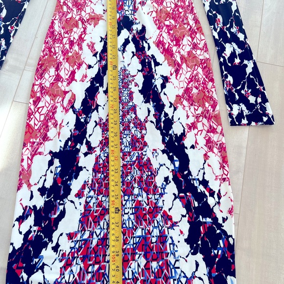 PETER PILOTTO - fitted long sleeved dress optical print red blue white - size 4 - Picture 8 of 10